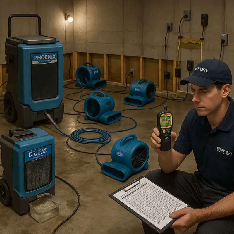 Structural Drying and Dehumidification process in Caledonia, WI